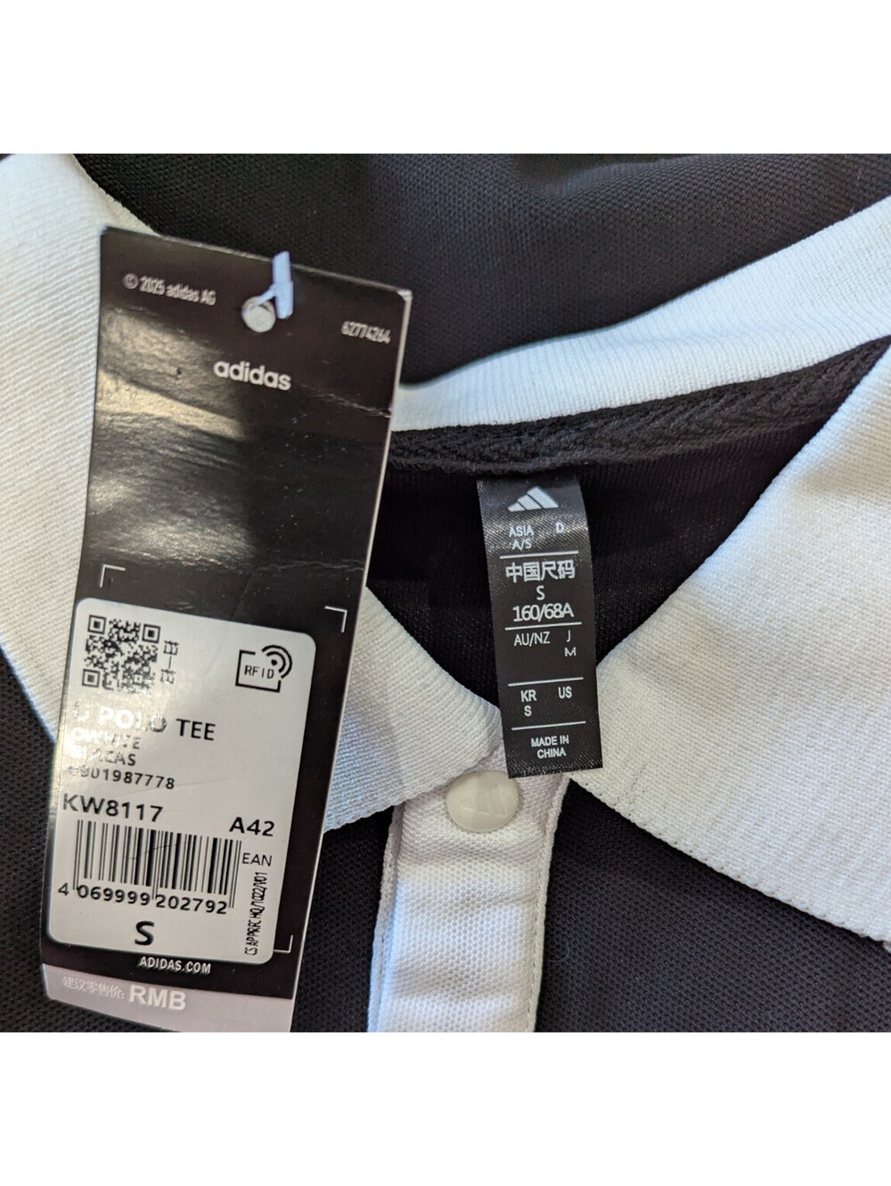 Adidas U Polo Tee Womens S Black White Collegiate Blokecore KW8117 - Picture 5 of 8